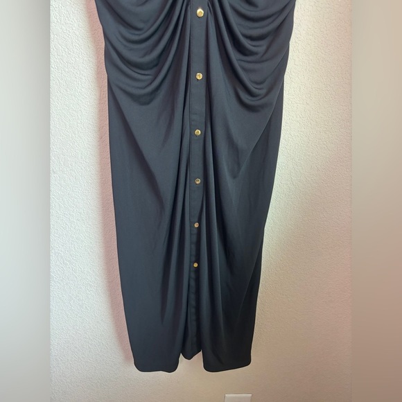 INC International Concepts Black Ruched Short Sleeve Midi Shirtdress XXL - Picture 4 of 10